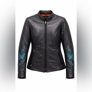 Milwaukee Genuine Leather Embroidered Moto Biker Jacket